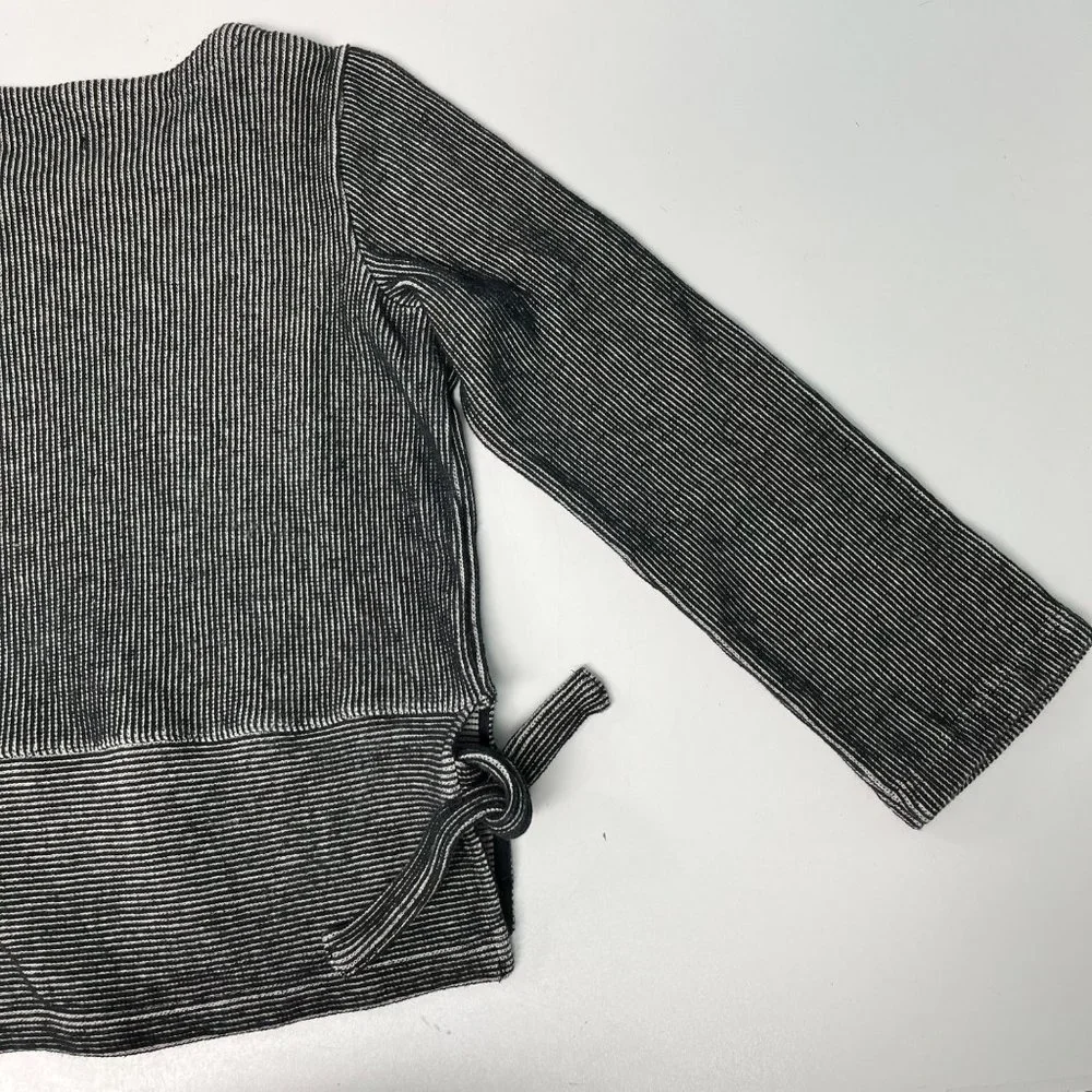Madewell  MEDIUM French Terry Side Tie Black White Stripe Sweatshirt Top - Picture 7 of 12
